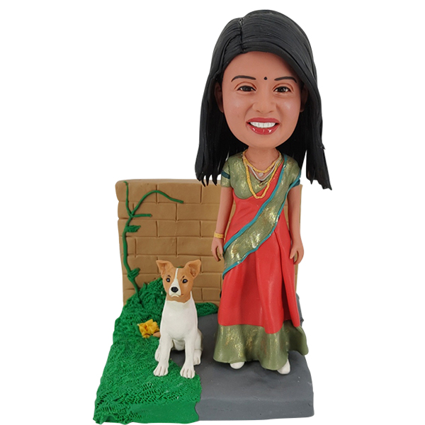 Custom Indian bobble head with petCustom Bobbleheads Personalized